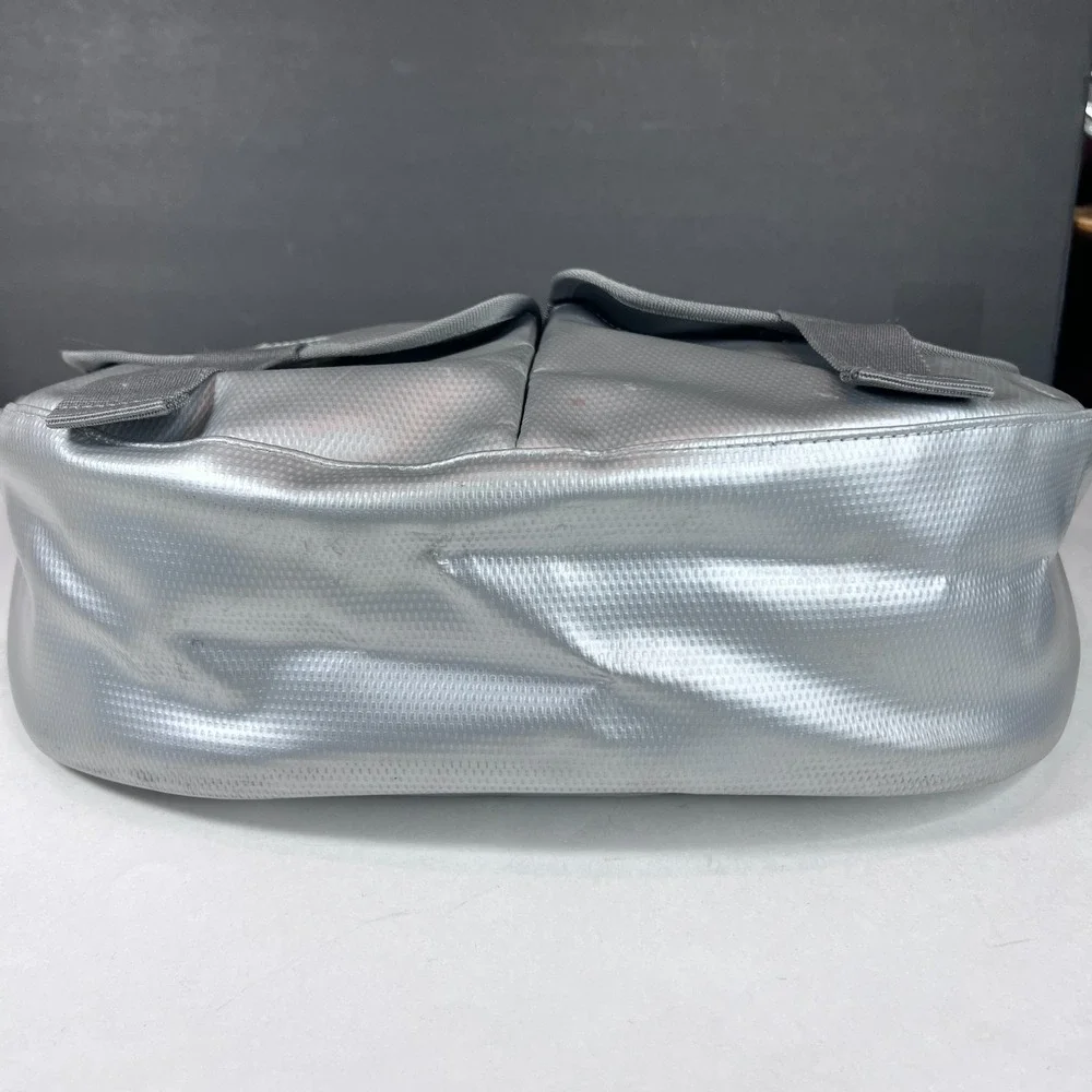 BREE Silver Nylon Crossbody Messenger Bag Adjustable Strap Travel Utility